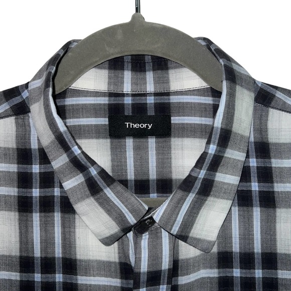 Theory Flanella Plaid 100% Cotton Casual Button-Down Shirt In Multi Size XL - Picture 5 of 8